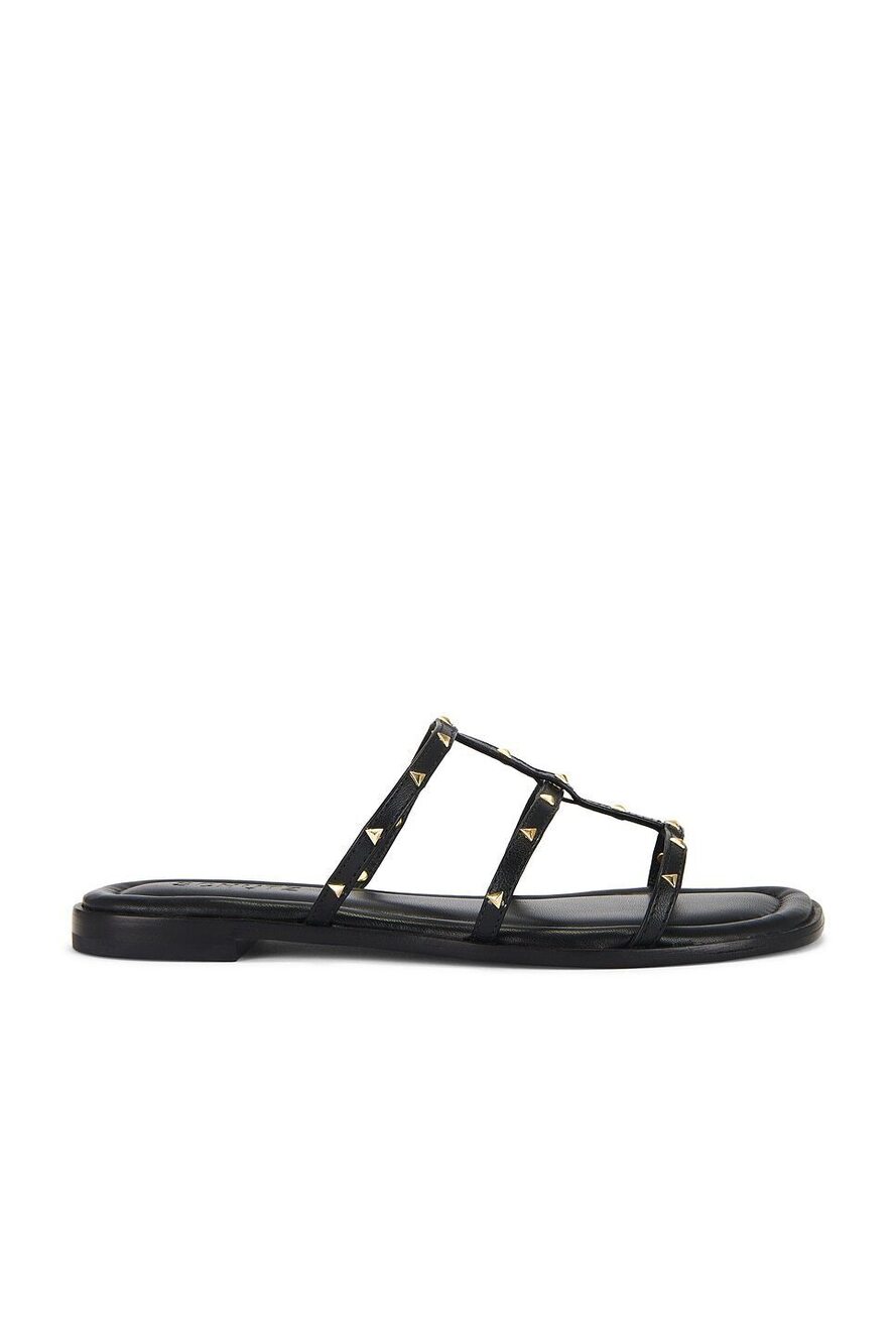 Schutz Lydia Sandal in Black leather slip-on studs